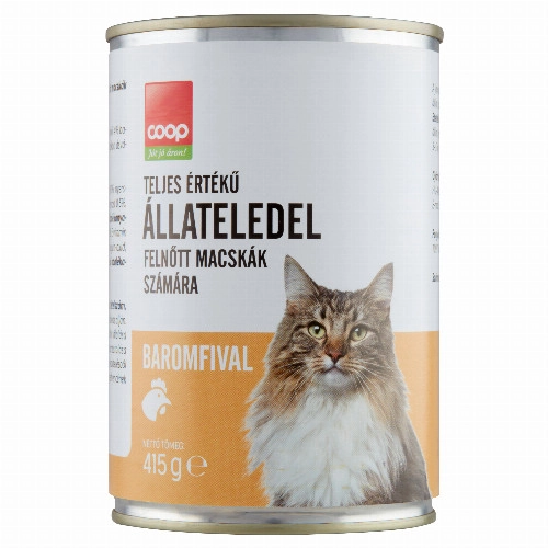 Coop teljes értékű állateledel felnőtt macskák számára baromfival 415 g